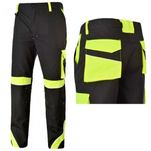 ARTMAS Hi Vis Mens Work Trousers Knee Pads Multi Pockets Workwear Combat Style
