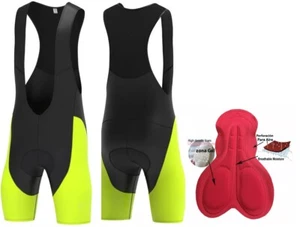 AM Men's Yellow Bike Bib Shorts – Gel Padded, Lightweight, Road Cycling - Picture 1 of 6