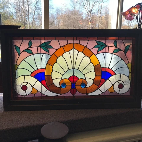 Large Antique Stained Glass Window Cover