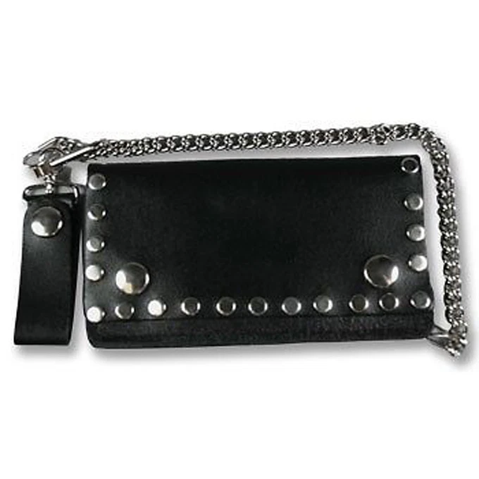 Cartera de cuero negra de 6 pulgadas con remaches Foto 1 de 1