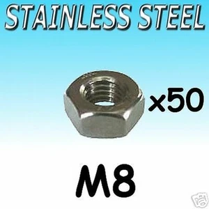 Tuercas De Acero Inoxidable M8 Para Barco 50pk - Imagen 1 de 1