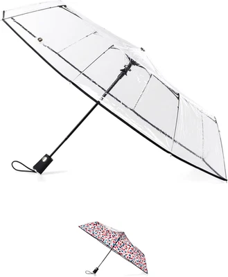 Ombrello Pieghevole Trasparente Con Apertura Automatica - Immagine 1 di 4