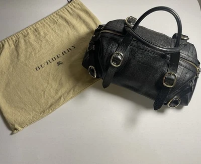 Burberry Black Pebble Leather Top Handle Satchel Handbag Almost Vintage, Dustbag - Image 1 of 4