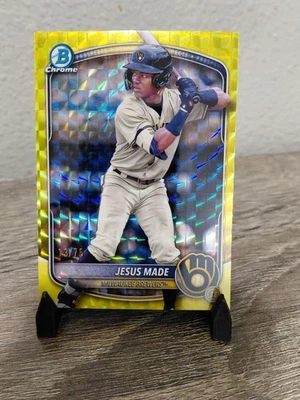 2025 Bowman Chrome Jesus Made  #'d /75 Yellow Refractor RC MLB #4 Prospect - Image 1 of 4