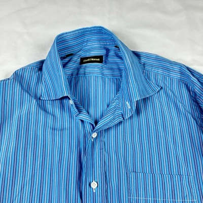 Paul Stuart Blue Multi-Stripe Dress Shirt 17 34 Poland Cotton Barrel Cuff - Image 1 of 4