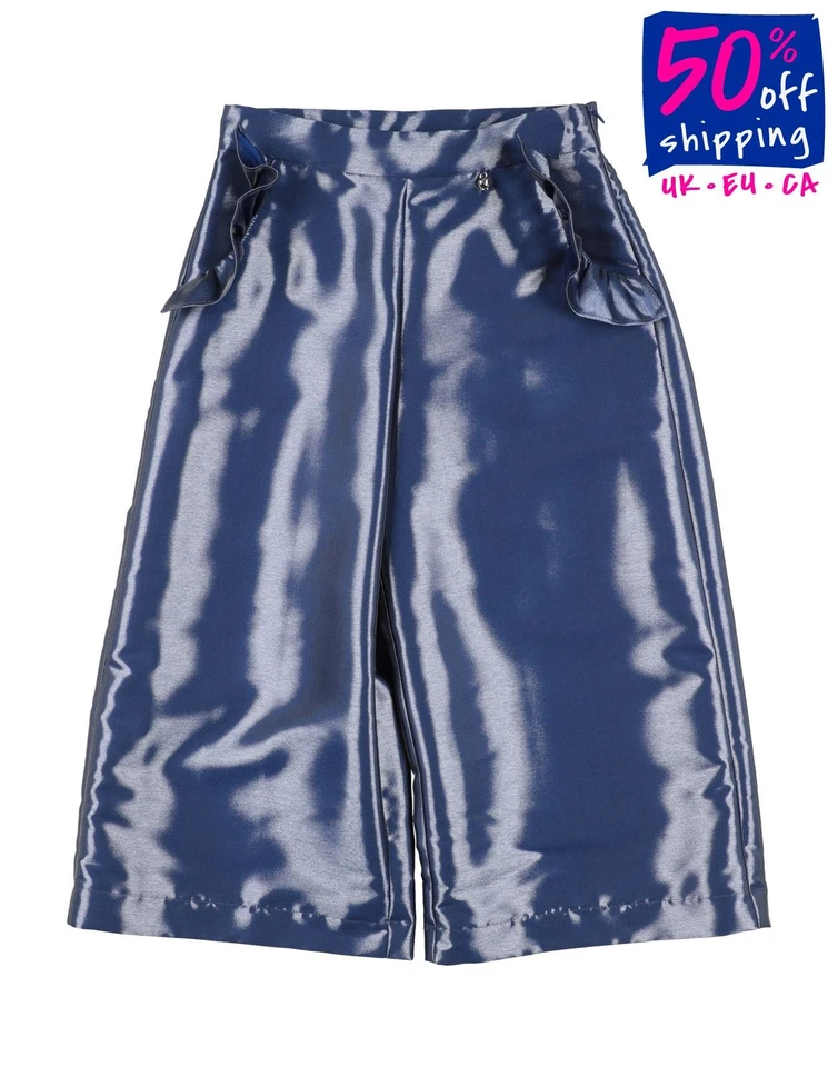 RRP€140 SIMONETTA  Kids Crepe Capri Trousers Size 14Y Blue Made in Italy - Image 1 of 3