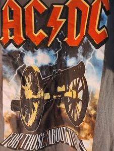 ACDC For Those About To Rock Album Cover Men's T Shirt Cannon Lightning Thunder - Picture 1 of 10
