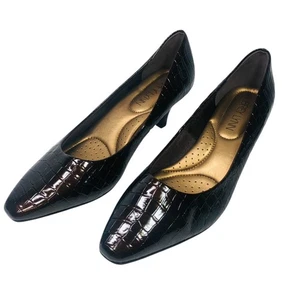 Zapatos de salón Aubrey Lynn para mujer de tacón bajo punta cerrada marrón charol 8,5 - Imagen 1 de 9