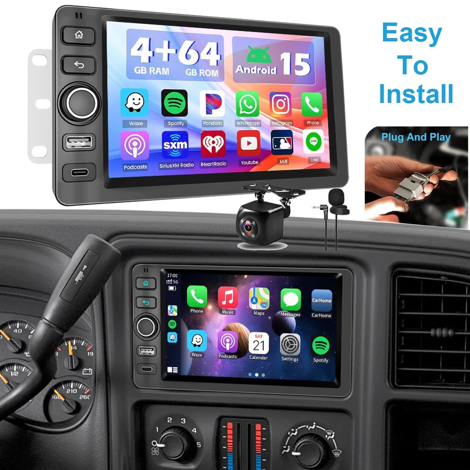 Radio GPS estéreo para automóvil CarPlay para GMC Savana 1500 2500 3500 2003-2006 Android 15 Foto 1 de 4