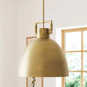 Leigh Brass Dome Shade Pendant Ceiling Light Brass Metal - Nathan James: - Picture 1 of 5