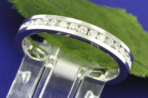 0.75ct 14k White Gold Eternity Natural Diamond Ring Anniversary Band channel set - Picture 1 of 5