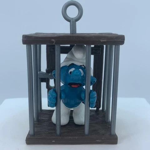 Smurfs 40212 Prisoner Cage Smurf Jail Vtg Figure Schleich Peyo PVC Figurine Cover