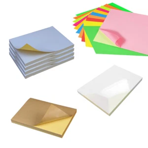 100pcs A4 Self-adhesive White Matte / White Glossy / Brown Kraft / Colour Matte - Picture 1 of 22