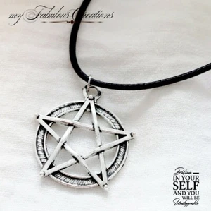 Pentagram Necklace Tibetan Silver Pendant Wicca Pagan Witchcraft Adjustable Gift - Picture 1 of 3