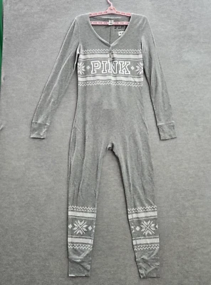 Prendas para dormir ROSA Victoria's Secret para mujer L gris Fair Isle de una pieza tejido gofre Foto 1 de 4