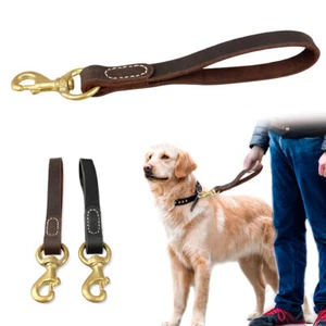 Short Leather Dog Lead for Large Dogs Training with Control Handle Traffic Leash - Picture 1 of 13