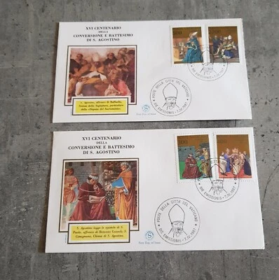 POSTE VATICANE S.AGOSTINO 2 FIRST DAY OF ISSUE WITH SPECIAL CANCELLED 1987 - Image 1 of 2