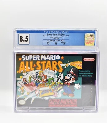 CGC 8.5 Nintendo SNES Super Mario All Stars CIB (1993 Box, Cart & Manual) - Image 1 of 4