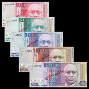 Cape Verde 100 200 500 1000 2500 Escudos, set 5 pcs, Specimen, UNC - Picture 1 of 2