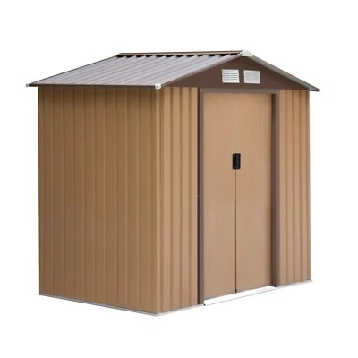 7x4 FT Outdoor Storage Shed, Garden Tool House with Foundation, Vents and Doors - Image 1 of 4