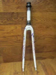 VINTAGE PARAMOUNT 1" x 6 1/4" 100x9qr 700C STEEL ROAD FORK WITH HEADSET - WHITE  - Picture 1 of 7