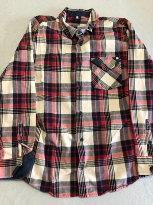 DC Shoe Co. Flannel Shirt Mens Large Red/Blue Plaid Button Up Collared Pocket - Image 1 of 4