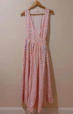 Tuckernuck Beau & Ro Wrap Maxi Dress Pink/White Belted Lined Cotton Size Small  - Image 1 of 4