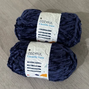 Acogedor hilo de chenilla súper suave lote de 2 madejas azul hilo de ganchillo sin desprendimiento - Imagen 1 de 2