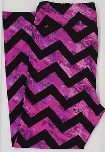TC LuLaRoe Tall & Curvy Leggings Black Purple Chevron Tie Dye Print U14 New - Picture 1 of 6