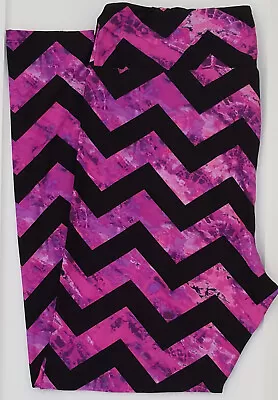 TC LuLaRoe Leggings Altos y Curvilíneos Negro Púrpura Chevron Estampado Tie Dye U14 Nuevos Foto 1 de 4
