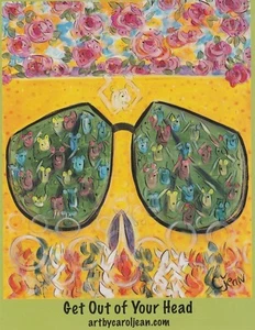 Get Out Of Your Head Sunglass Print Steamboat Springs CO Carol Jean 4x5 Card - Picture 1 of 2