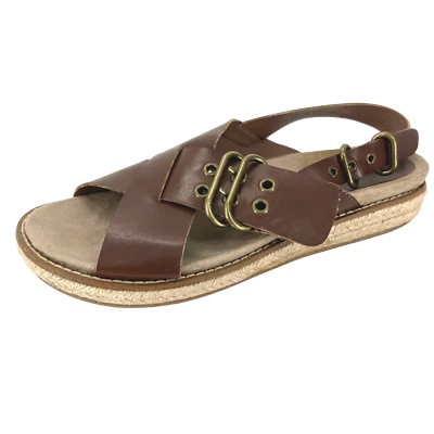 Women's Ruff Hewn Ofelia Brown Crisscross Espadrilles Sandals Shoes size 6M - Image 1 of 4