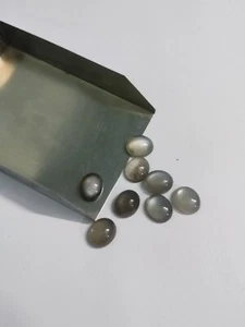 Grauer Mondstein oval Cabochon 10 x 12 mm - AAA glatte Oberfläche lose Edelsteine - Bild 1 von 3