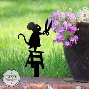 Mouse Garden Stake Iron Art Silhouette Metal Mouse Yard Sign Courtyard Art Decor - Picture 1 of 12