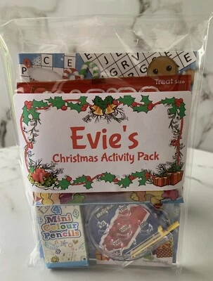 AVA GRACEFUL DESIGNS Personalised Pre-Filled Kids Christmas Party Bag | Activity Pack Stocking Filler