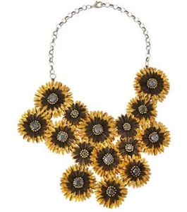 Deepa Gurnani Necklace Daisy Bib Statement Gold Black Choker Collar gyuh - Picture 1 of 4