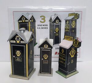 1920s - 1950s AA TELEPHONE BOXES X 3 1/43 SCALE MODEL A5  CARD KIT O GAUGE