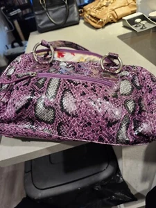 Vintage Chi Designed By Falchi Brown SnakeSkin Duffle Medium Size Shoulder Purse - Picture 1 of 9