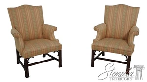 67811: Pair SOUTHWOOD Mahogany Chippendale Upholstered Chairs - Picture 1 of 22