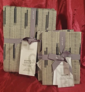 Set federe copripiumino regina biologico a righe West Elm Ikat - Foto 1 di 5
