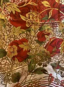 72 X 90 Inches, 180 x 225cm Red Roses Gold Fabric Craft Cotton Patchwork Cushion - Picture 1 of 17