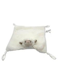 Pottery Barn Kids Lamb Lovey Security Blanket White Knotted Satin Plush Clean - Picture 1 of 7