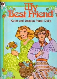 Vintage Paper Dolls c1980; My Best Friend, Katie & Jessica, 10" x13" Neu aus altem Lagerbestand - Bild 1 von 2