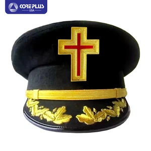 Cappello Massonico Past Commander Cavalieri Templari Fatica - Metallo Oro Ricamato - Foto 1 di 2