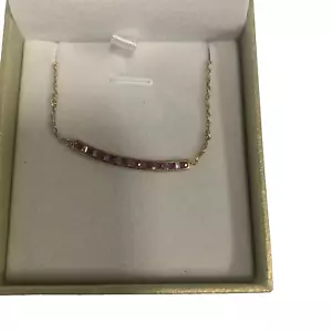 Eleganti 14K Yellow Gold Real Ruby Necklace with Natural Certified Diamonds - Picture 1 of 7