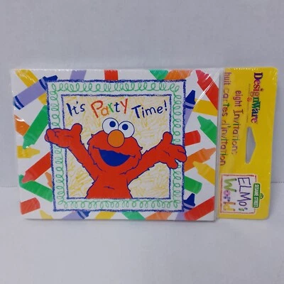 Винтажный Улица Сезам Elmo вечеринки приглашения от 2001 новый / запечатанный упаковка из 8 - Изображение 1 из 4