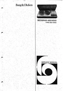 Service Manual Instructions Bang Olufsen Beogram 4002-6000(5501-5502) - Picture 1 of 1