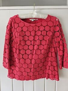 BODEN Red Top Circle Pattern Layered Cut Out Size 14 Cotton Lined  