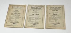1946 Minnesota State Board Questions Classified Workbooks Textbook Lot Of 3 Book - Picture 1 of 24