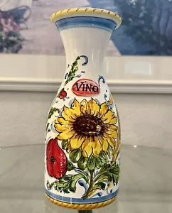 Tuscany Italy Piero Borgioli's Sunflower on White Wine Bottle With Sunflower - Picture 1 of 9